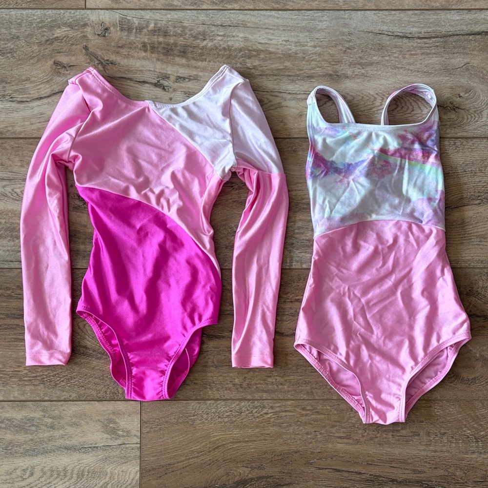 Capezio Pink Colorblock & Tie-Dye Girls' Leotards size small